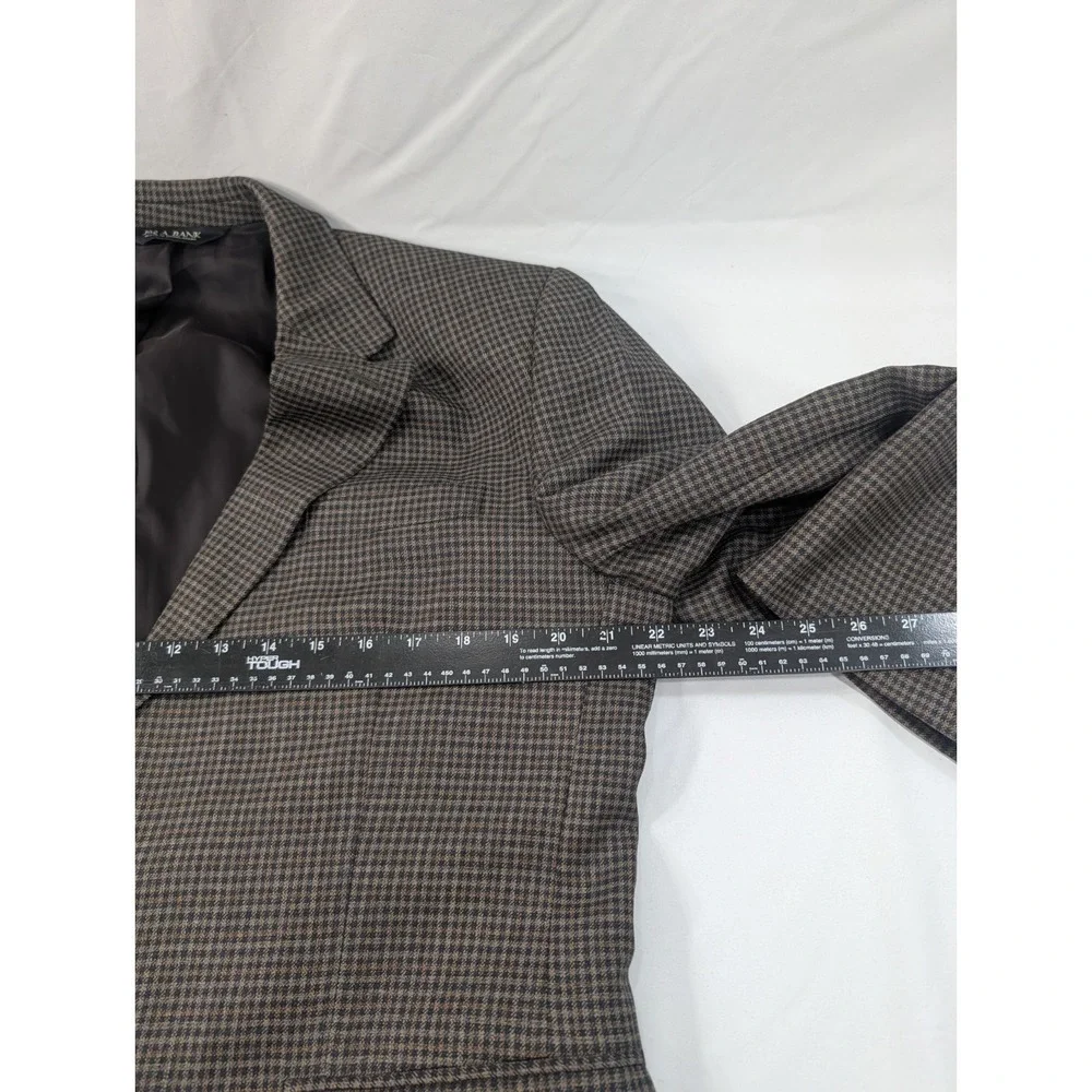 Jos. A Bank Blazer Sport Jacket 100% Wool Gray Gingham Plaid 42S 44